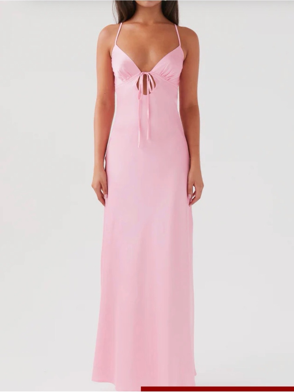 Peppermayo Light Pink Slip Maxi Dress with Front Tie